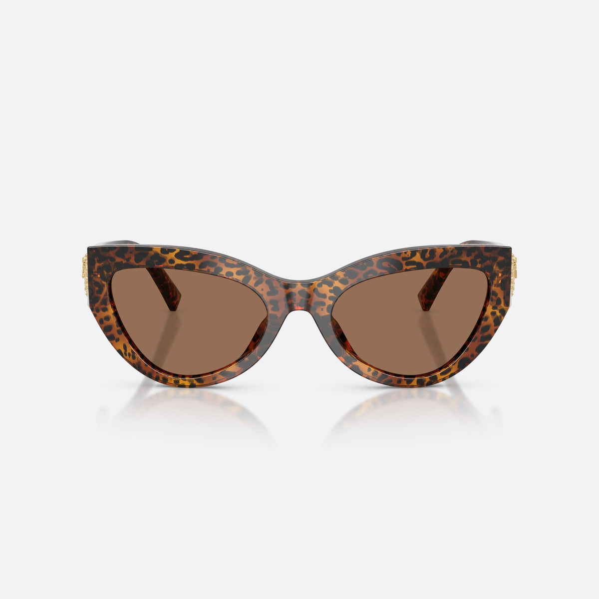 Dolce & Gabbana DG4536 347073 sunglasses, brown cat eye frame for women, keyhole bridge, brand logo on temple plaque, front view