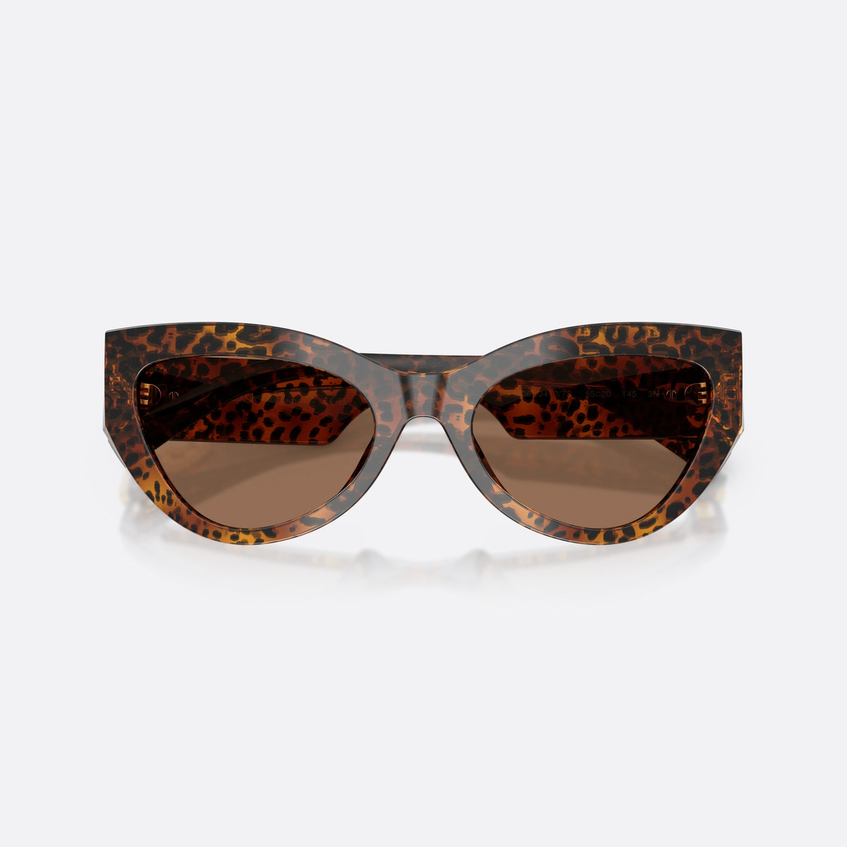 Dolce & Gabbana DG4536 347073 sunglasses, brown cat eye frame for women, keyhole bridge, brand logo on temple plaque, folded