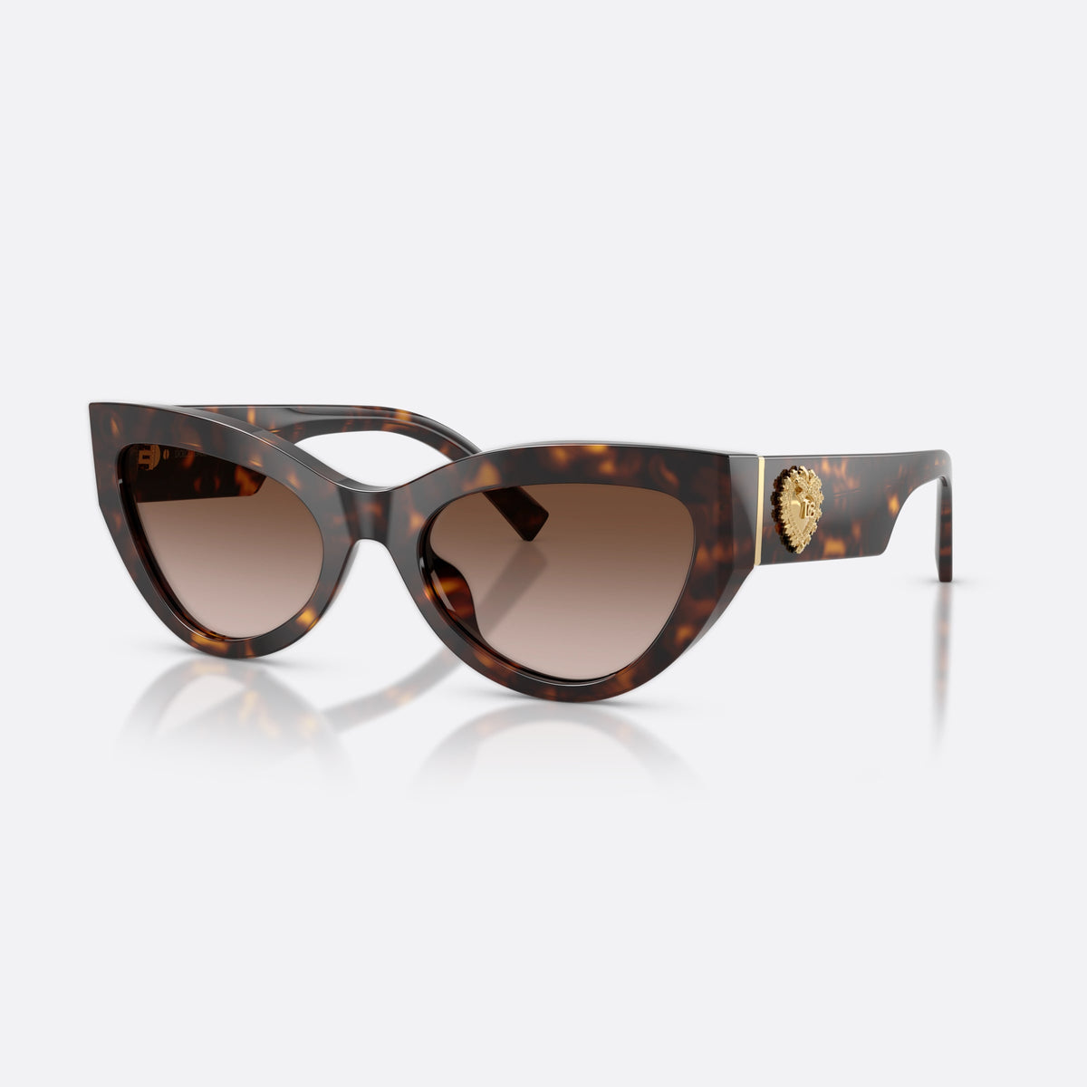 Dolce & Gabbana DG4536 502/13 sunglasses, havana cat eye frame for women, plain bridge, brand logo on heart plaque