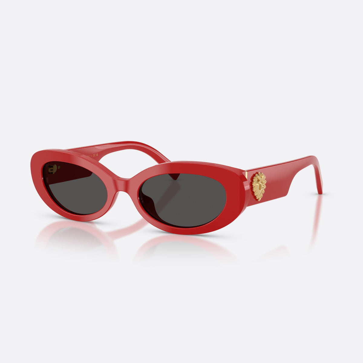 Ochelari de soare Dolce & Gabbana DG4537 308887, ovali roșu, pentru femei, punte simplă, logo al brandului pe placa brațului