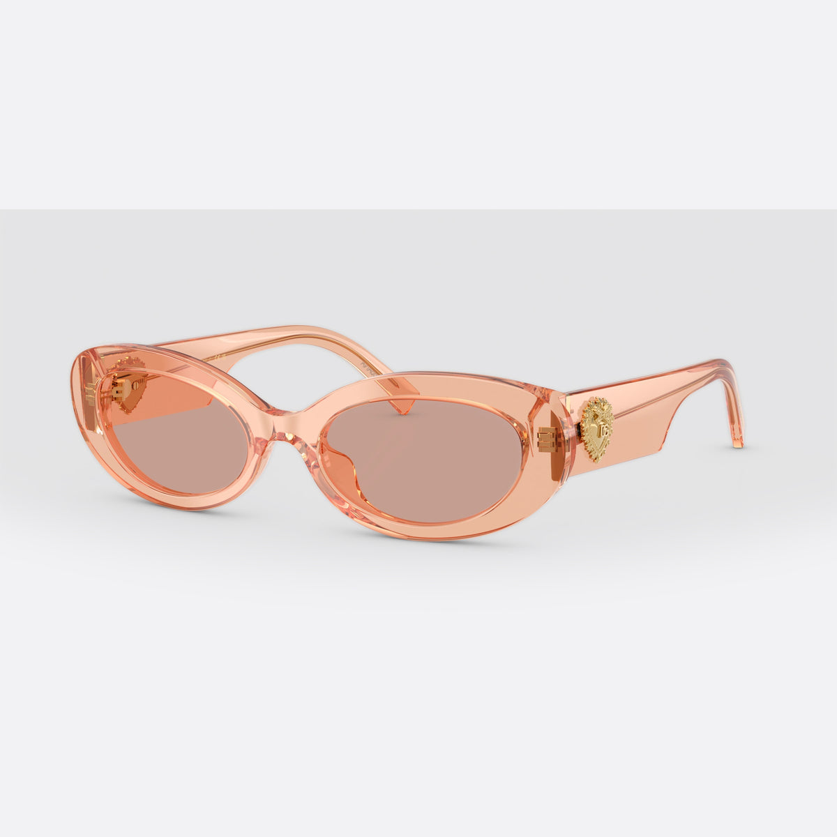 Dolce & Gabbana DG4537 322684 sunglasses, pink oval frame for women, plain bridge, brand logo plaque on temples, full-rim frame