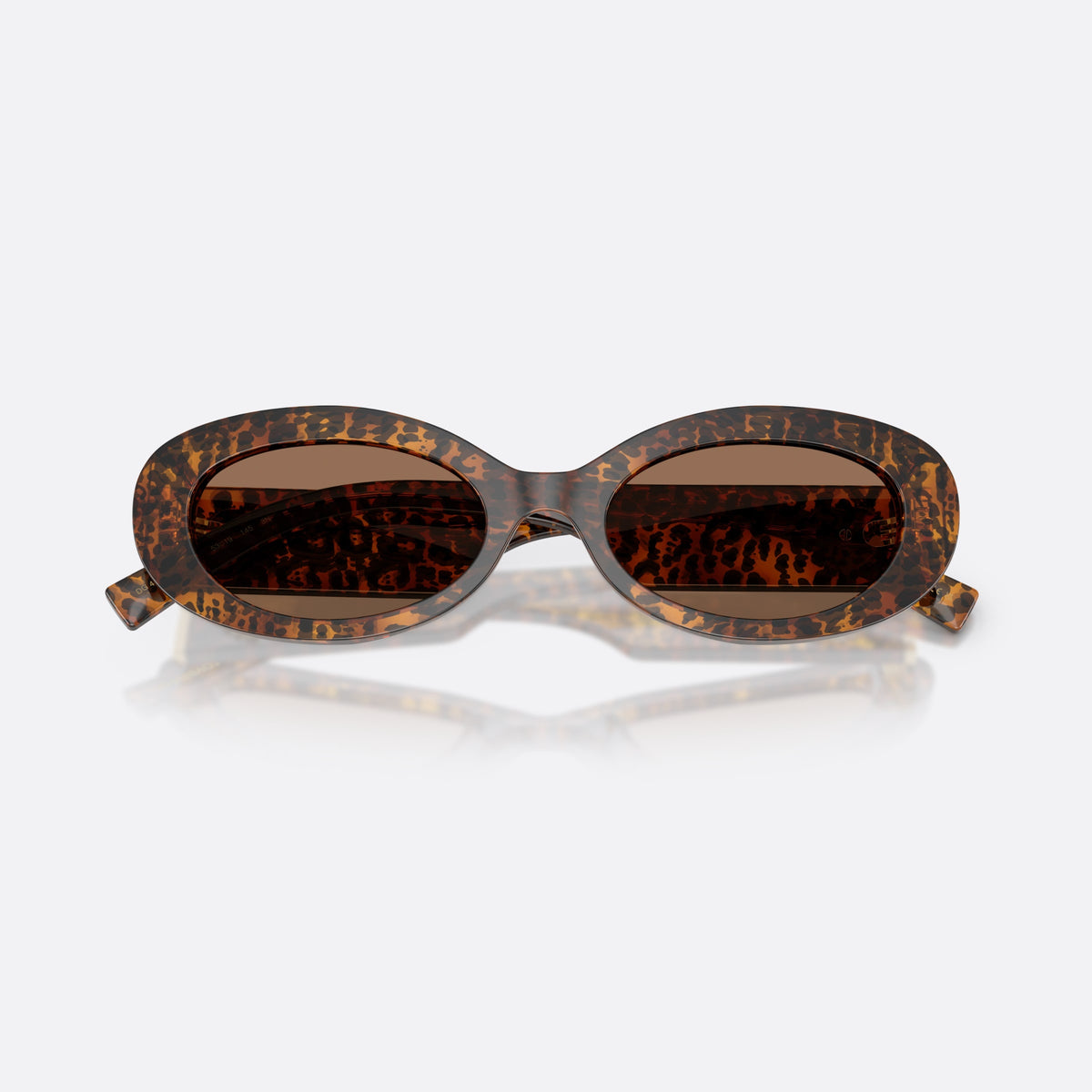 Dolce & Gabbana DG4537 347073 sunglasses, brown oval frame for women, plain bridge, brand logo on plaque, wide tapered temples, folded