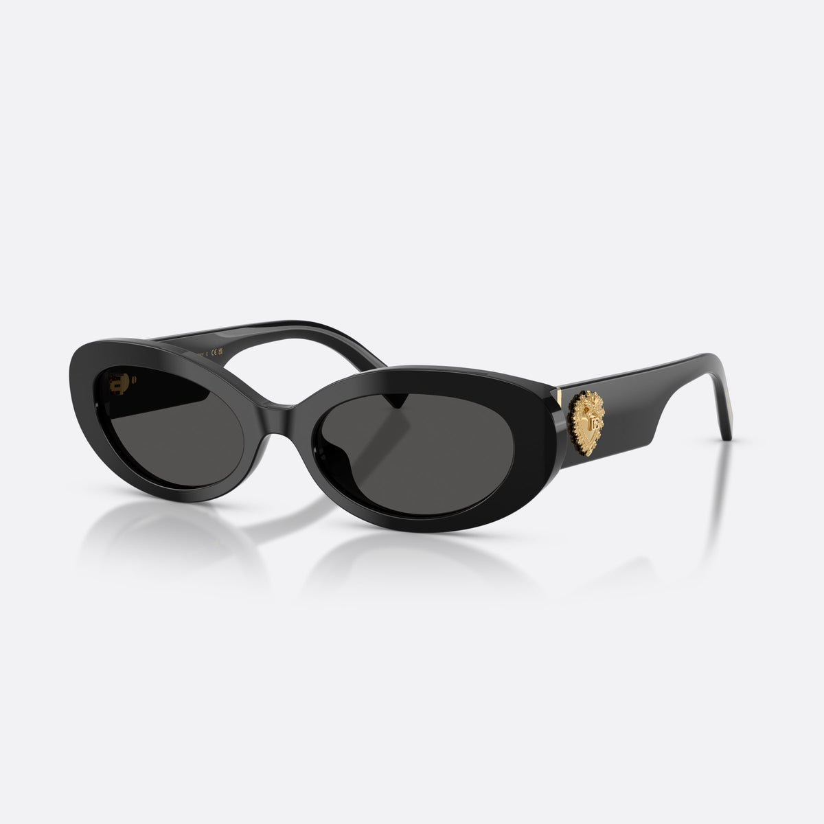 Dolce & Gabbana DG4537 501/87 sunglasses, black oval frame for women, plain bridge, brand logo on plaque, full-rim frame