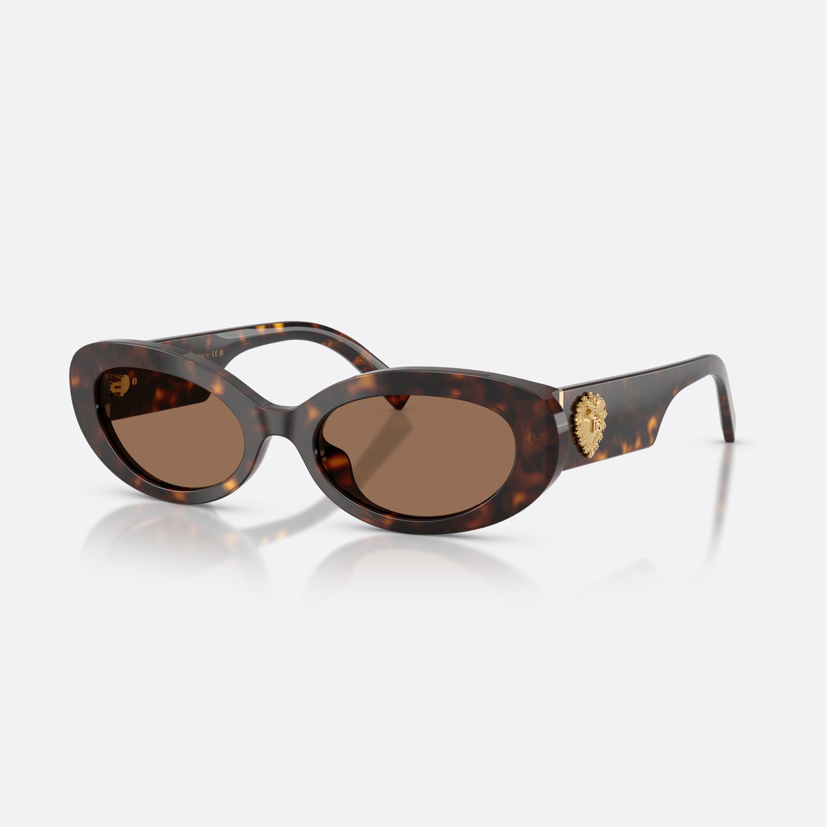 Dolce & Gabbana DG4537 502/73 sunglasses, havana oval frame for women, plain bridge, brand logo on temple, full-rim frame