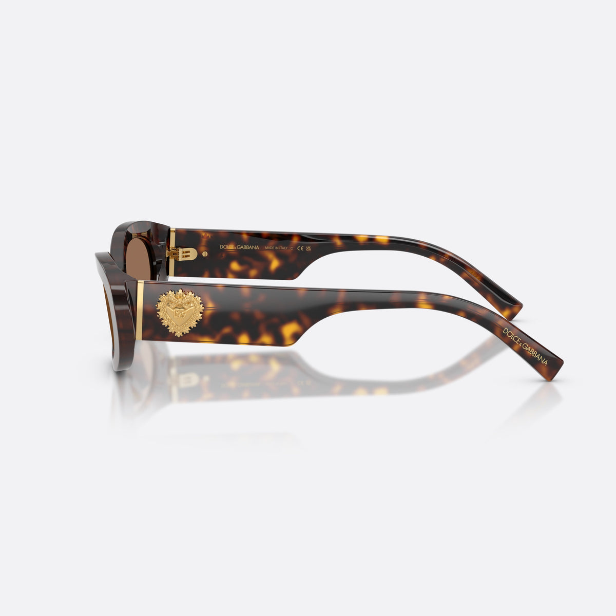 Dolce & Gabbana DG4537 502/73 sunglasses, havana oval frame for women, plain bridge, brand logo on temple, full-rim frame, side view