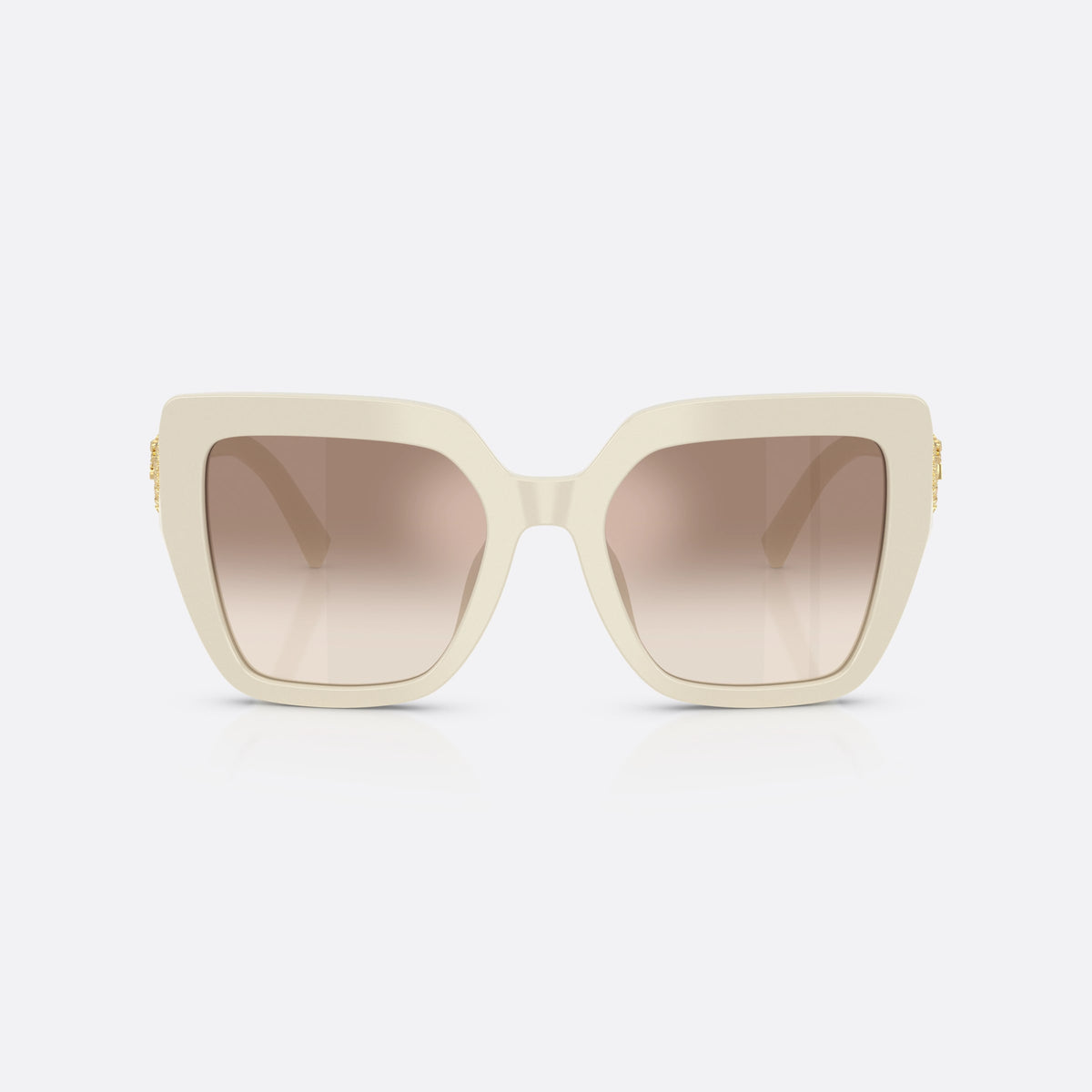 Ochelari de soare Dolce & Gabbana DG4538 331294, patrati maro, pentru femei, punte dublă simplă, placă cu logoul brandului pe braț, vedere din față