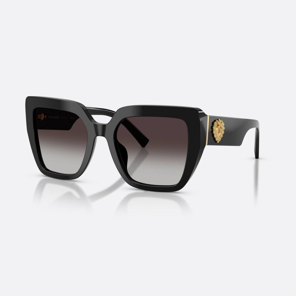 Dolce & Gabbana DG4538 501/8G sunglasses, black square frame for women, plain double bridge, brand logo on temples