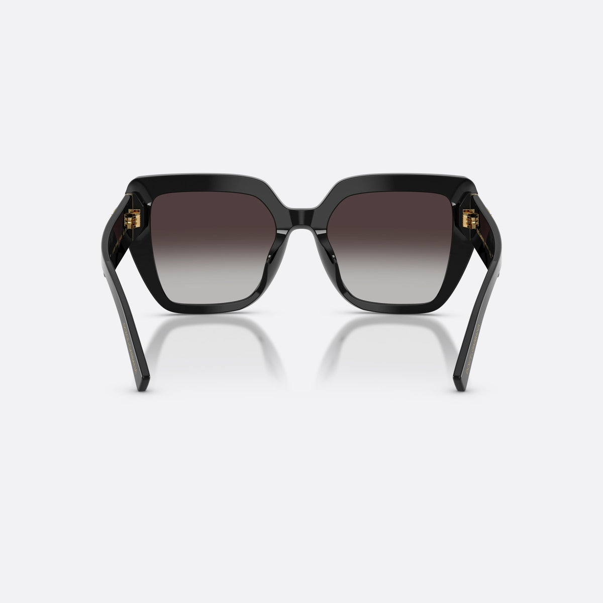 Dolce & Gabbana DG4538 501/8G sunglasses, black square frame for women, plain double bridge, brand logo on temples, back view