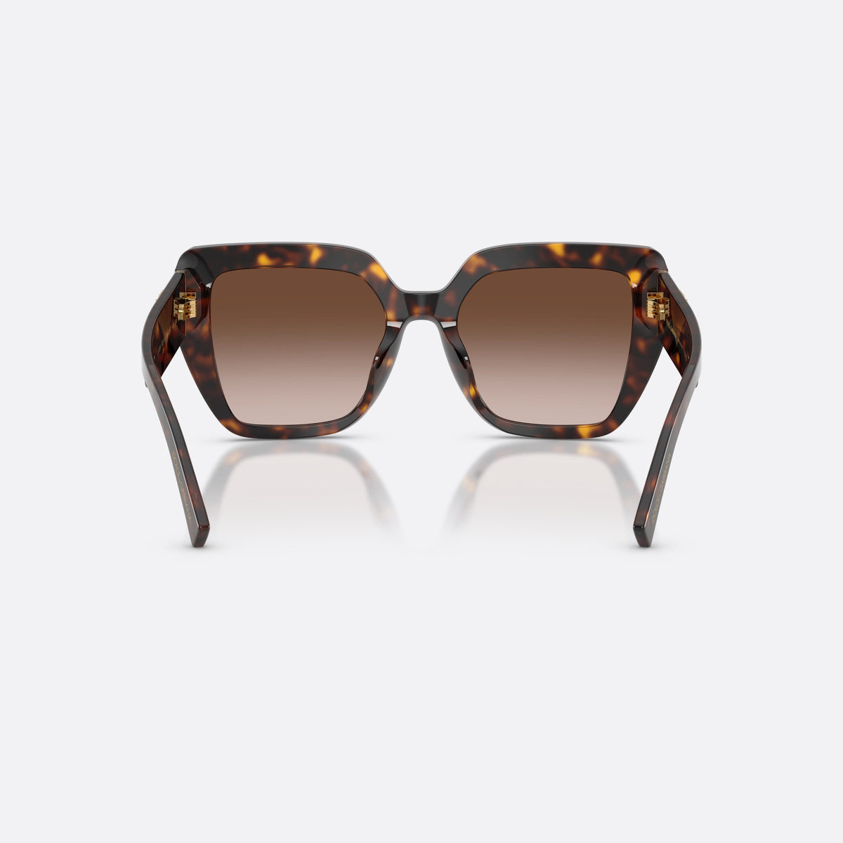 Dolce & Gabbana DG4538 502/13 sunglasses, havana square frame for women, double bridge with central cutout, brand lettering on temple, back view