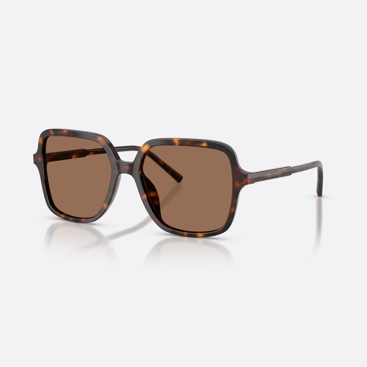 Ochelari de soare Dolce & Gabbana DG4539 502/73, patrati havana, pentru femei, punte dublă simplă, literele brandului pe brațe