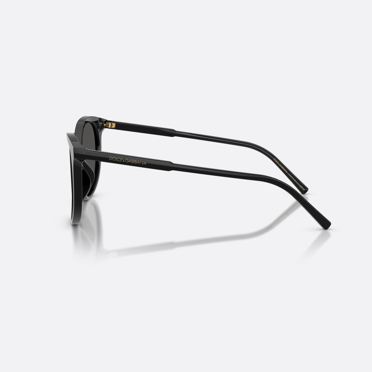 Dolce & Gabbana DG4540 501/87 sunglasses, black phantos frame for women, plain bridge, brand lettering on temples, full-rim frame, side view