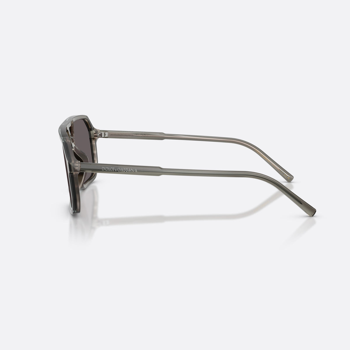 Dolce & Gabbana DG4541 347987 sunglasses, grey pilot frame, unisex, double bridge, brand lettering on temples, full rim, side view