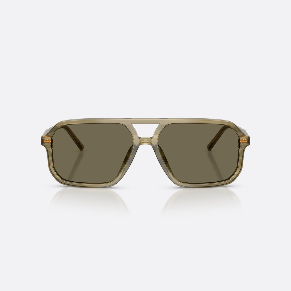 Ochelari de soare Dolce & Gabbana DG4541 3480/3, pilot verde, unisex, punte dublă cu bară superioară, literele brandului pe brațe, vedere din față