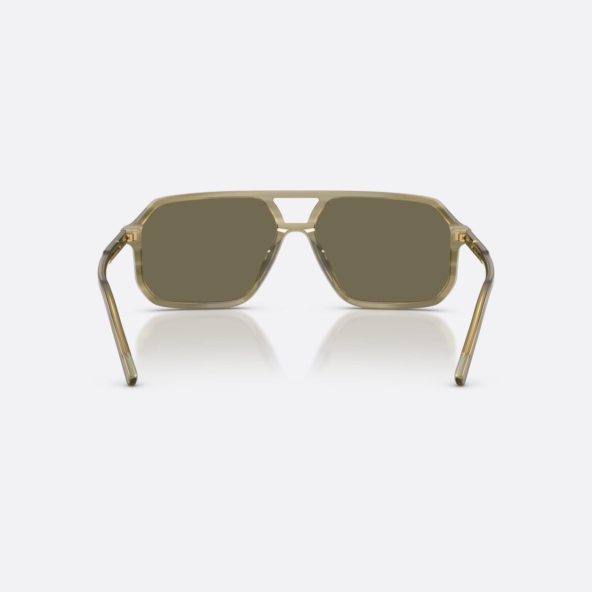 Ochelari de soare Dolce & Gabbana DG4541 3480/3, pilot verde, unisex, punte dublă cu bară superioară, literele brandului pe brațe, vedere din spate