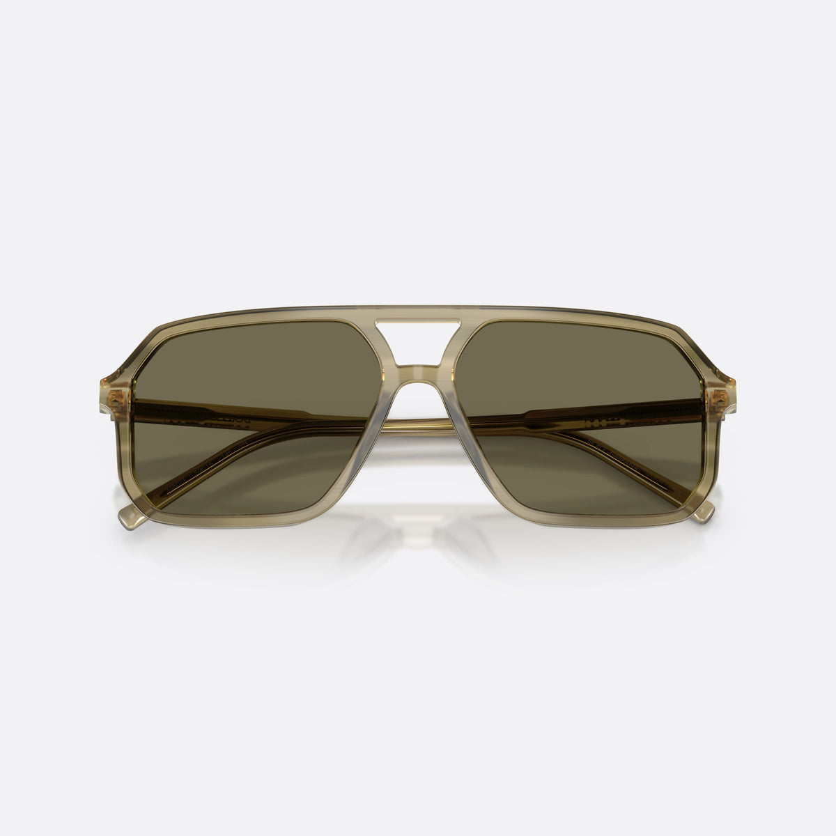 Ochelari de soare Dolce & Gabbana DG4541 3480/3, pilot verde, unisex, punte dublă cu bară superioară, literele brandului pe brațe, cu brațele pliate