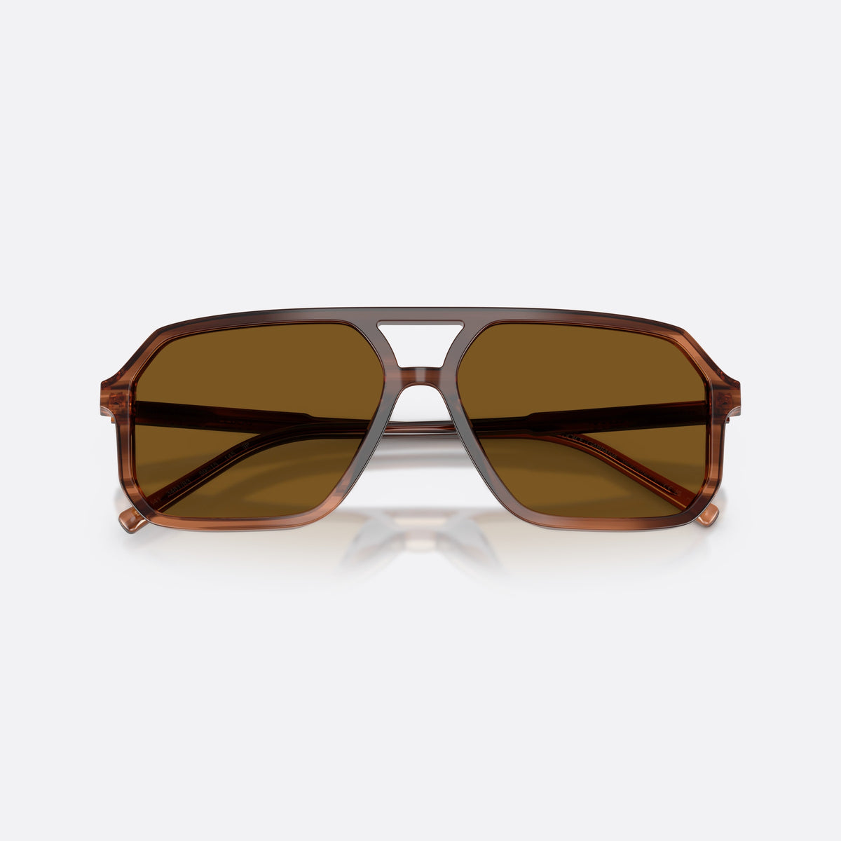Dolce & Gabbana DG4541 348183 sunglasses, brown pilot frame, unisex, double bridge, brand logo on temple, full-rim frame, folded