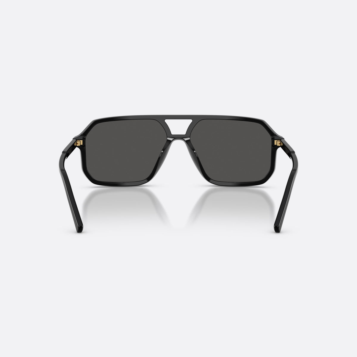 Dolce & Gabbana DG4541 501/87 sunglasses, black pilot frame, unisex, double bridge with open cutout, brand lettering on temples, back view