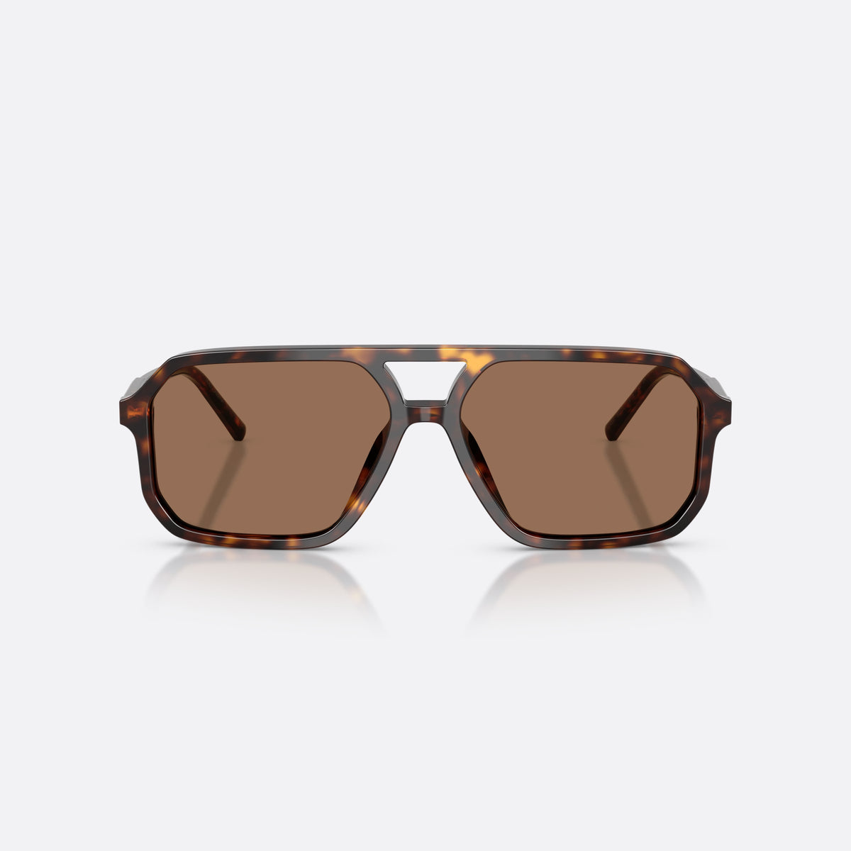 Dolce & Gabbana DG4541 502/73 sunglasses, havana pilot frame, unisex, double bridge with open center, brand lettering on temples, front view