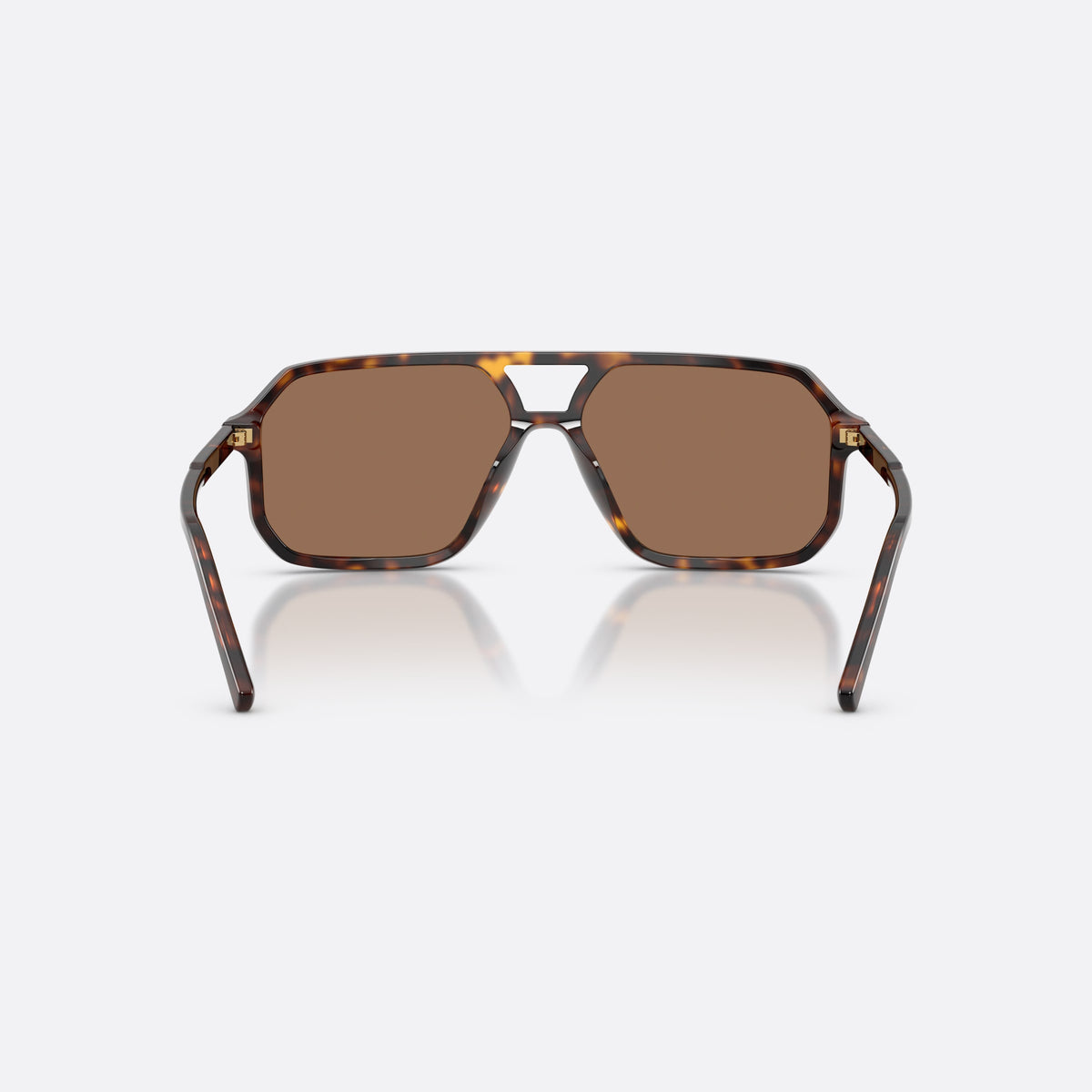 Dolce & Gabbana DG4541 502/73 sunglasses, havana pilot frame, unisex, double bridge with open center, brand lettering on temples, back view