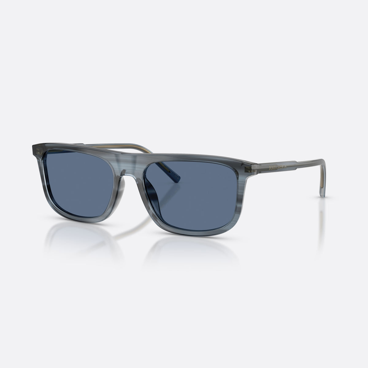 Dolce & Gabbana DG4542 348280 sunglasses, blue square frame for men, plain bridge, brand lettering on temples, full-rim frame