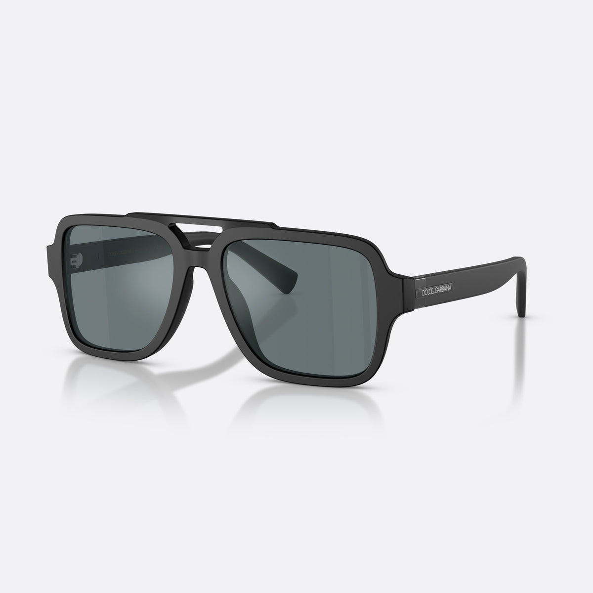Dolce & Gabbana DG4544 25256G sunglasses, black pilot frame for men, double bridge with top bar, brand lettering on the temple