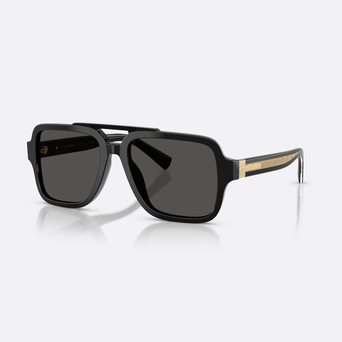 Ochelari de soare Dolce & Gabbana DG4544 501/87, pilot negru, pentru bărbați, punte dublă cu bară superioară, literele brandului pe brațe