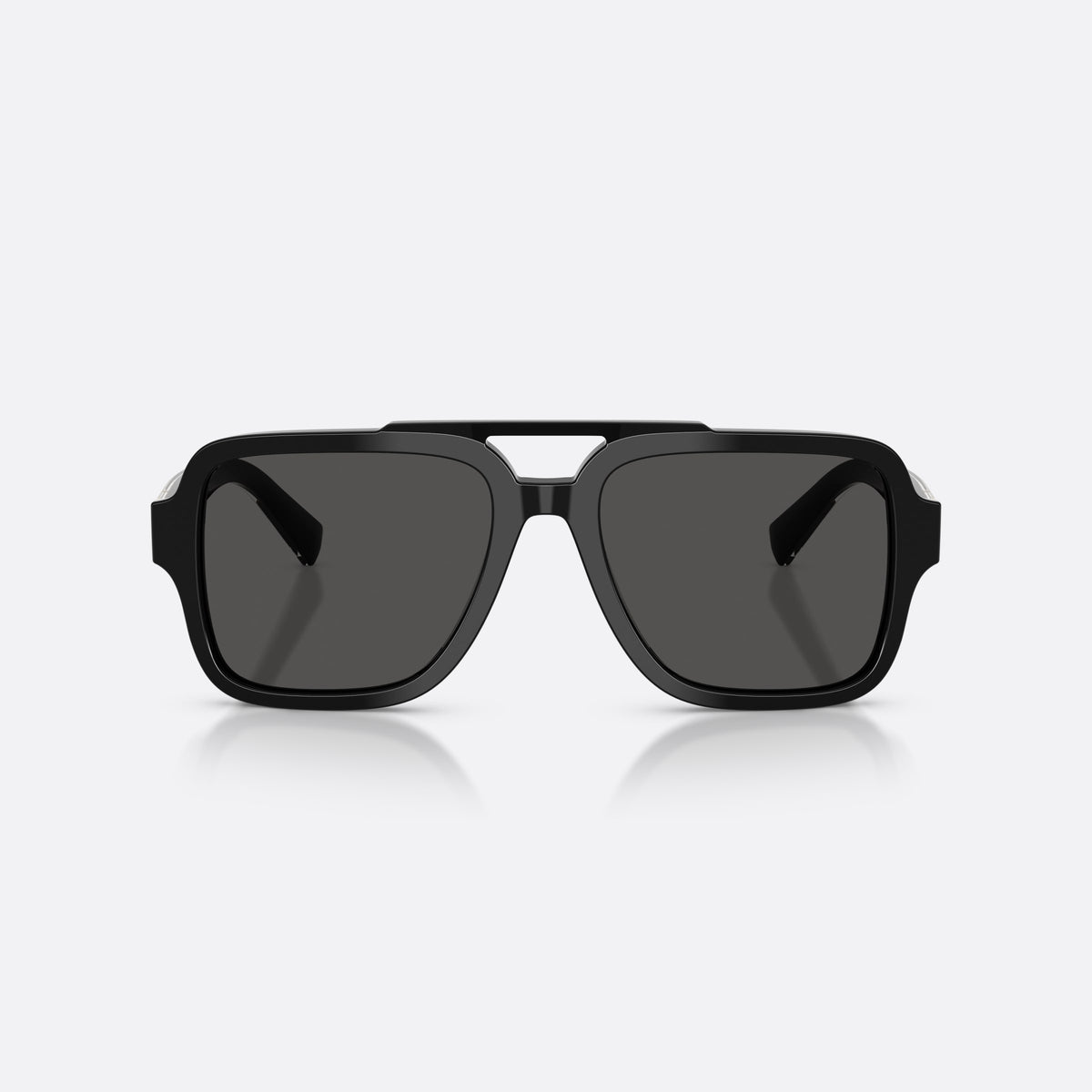 Ochelari de soare Dolce & Gabbana DG4544 501/87, pilot negru, pentru bărbați, punte dublă cu bară superioară, literele brandului pe brațe, vedere din față
