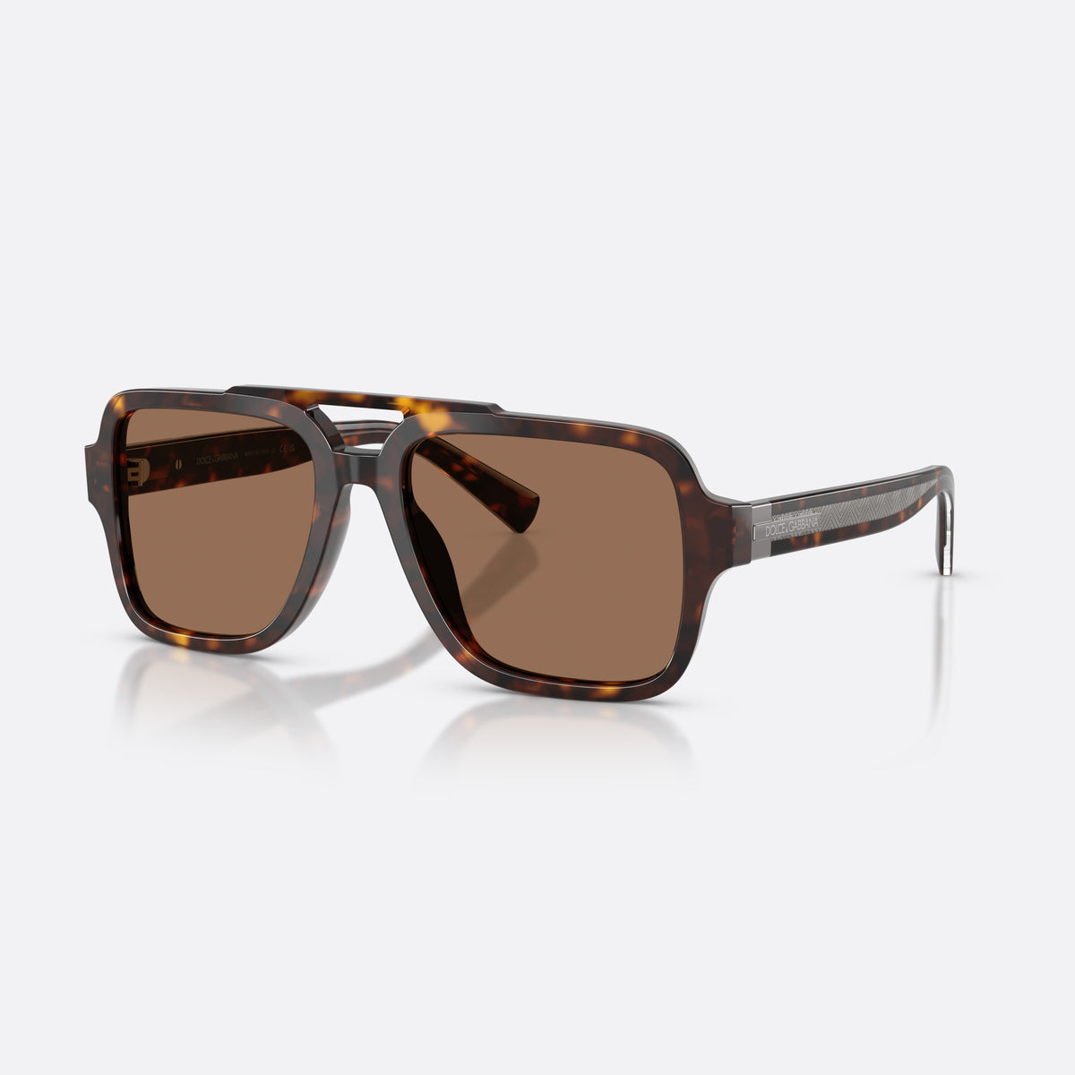 Dolce & Gabbana DG4544 502/73 sunglasses, havana pilot frame for men, double bridge with top bar, brand lettering on temples