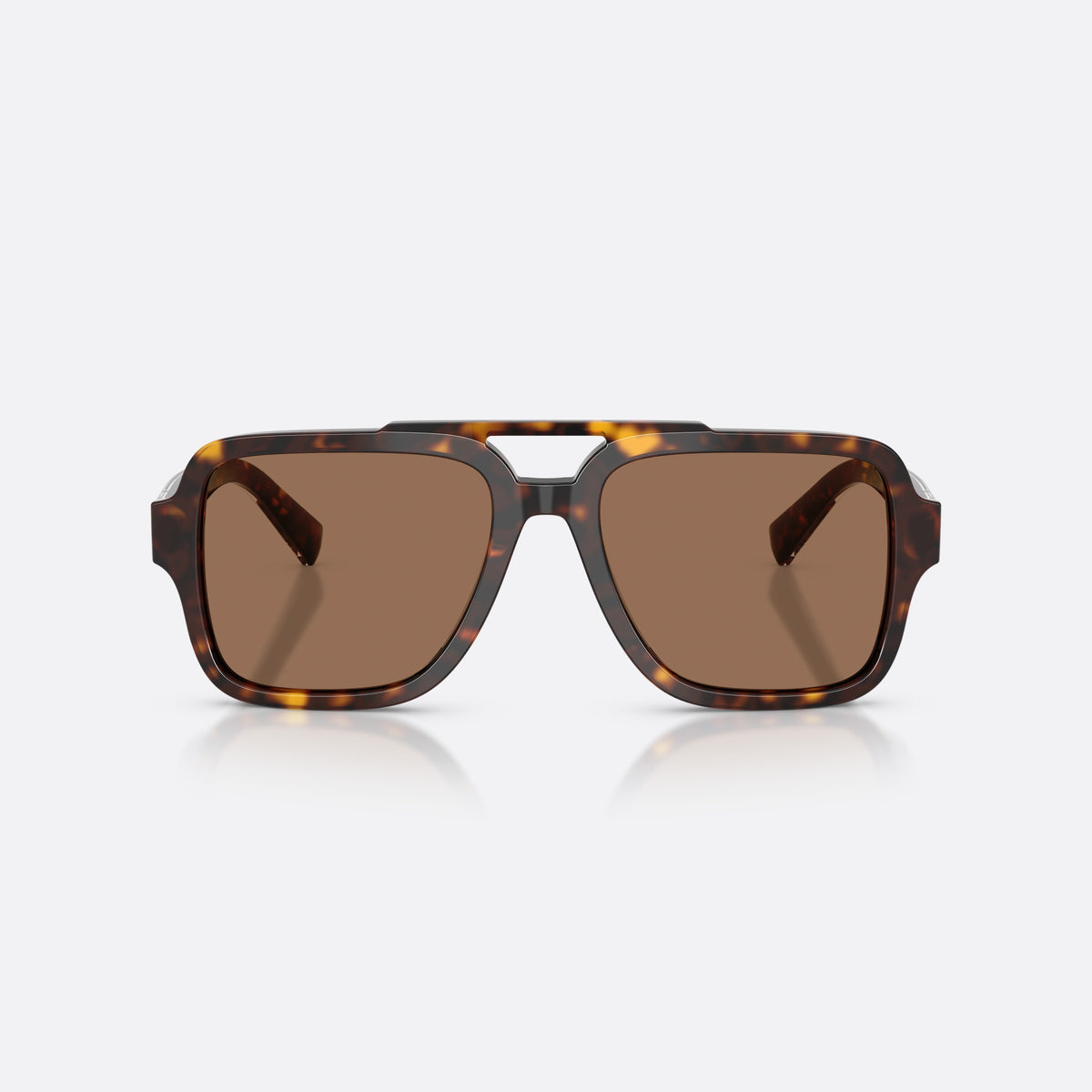 Dolce & Gabbana DG4544 502/73 sunglasses, havana pilot frame for men, double bridge with top bar, brand lettering on temples, front view