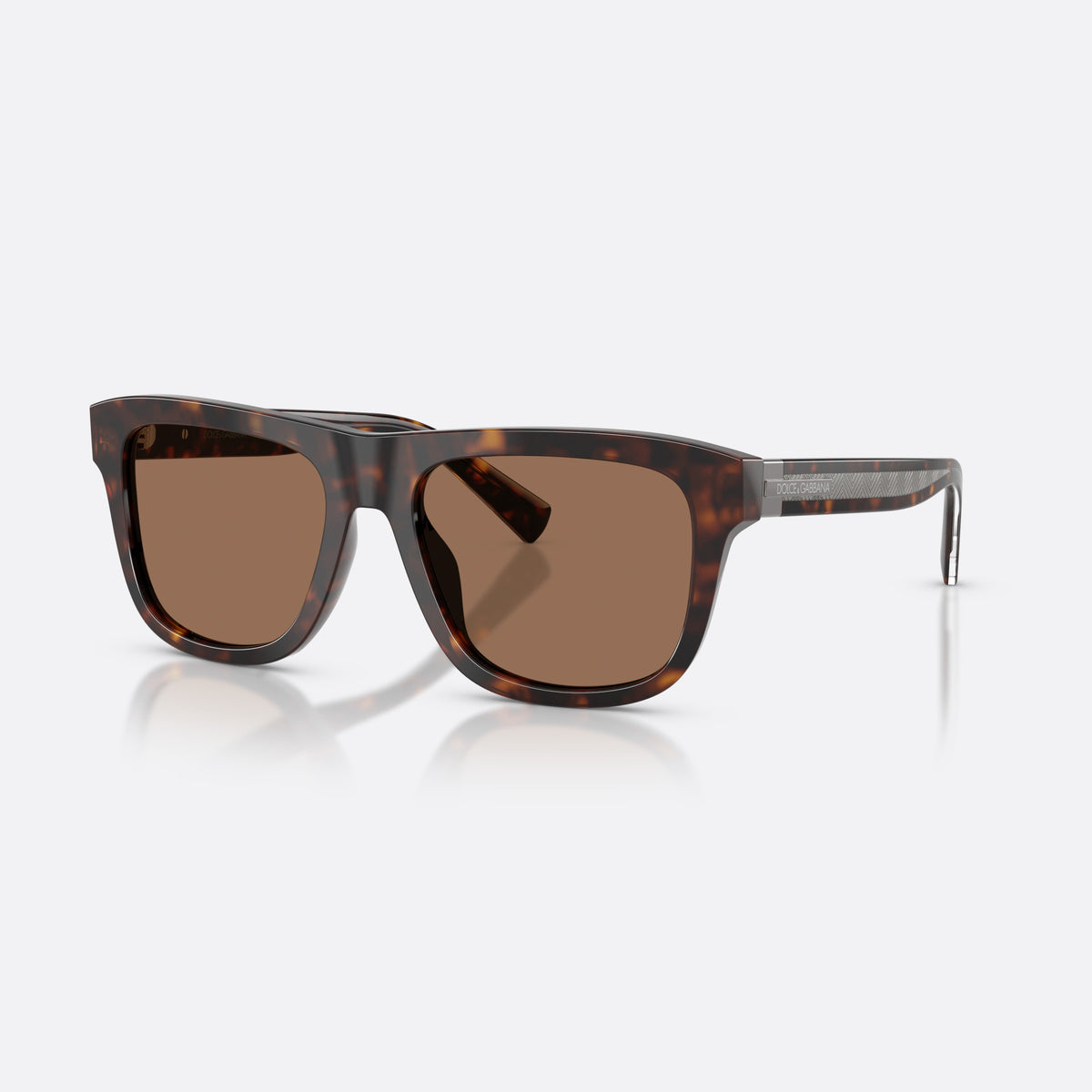 Dolce & Gabbana DG4545 502/73 sunglasses, havana square frame for men, plain bridge, brand lettering on temple, full-rim frame