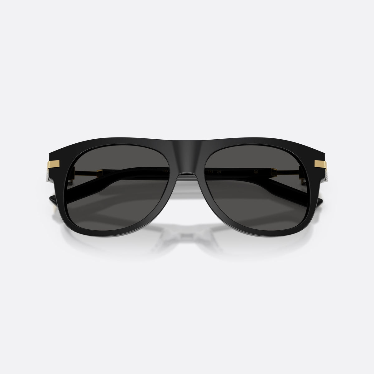 Dolce & Gabbana DG4546 501/87 sunglasses, black square frame for men, plain double bridge, slim tapered temples with metal core, folded