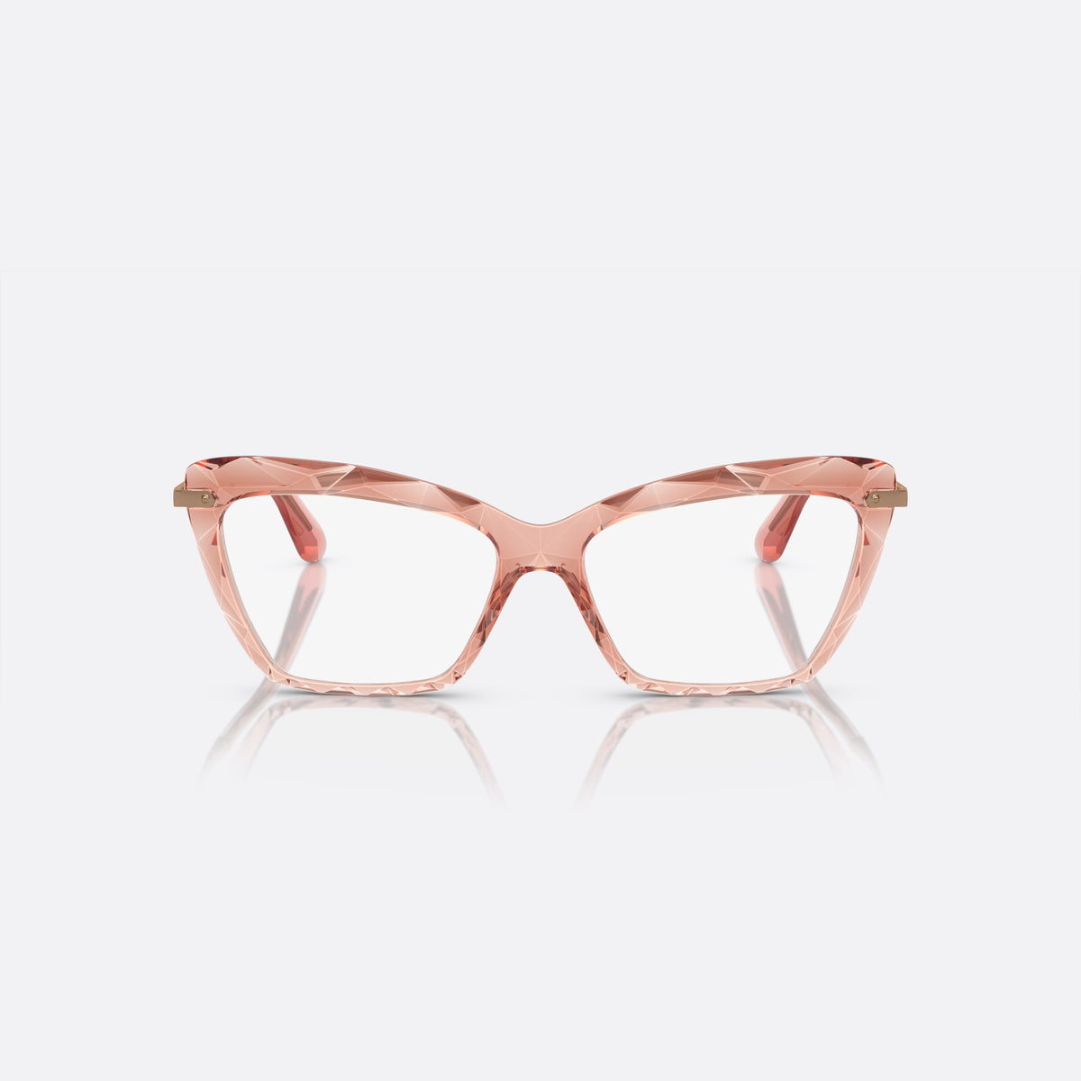 Rame ochelari de vedere Dolce & Gabbana DG5025 3148, cat eye roz, pentru femei, punte joasă în formă de șa, literele brandului pe brațe, vedere din față