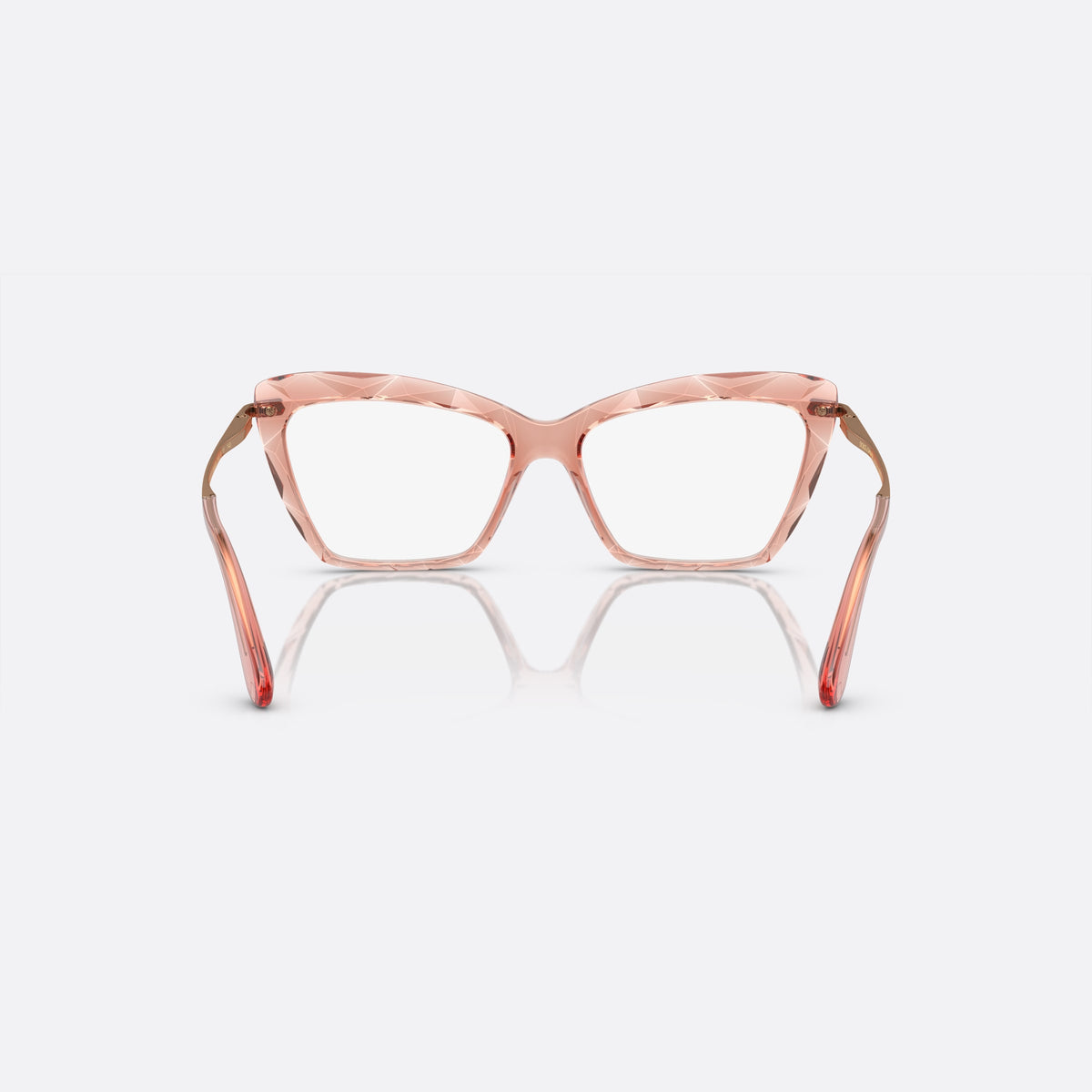 Rame ochelari de vedere Dolce & Gabbana DG5025 3148, cat eye roz, pentru femei, punte joasă în formă de șa, literele brandului pe brațe, vedere din spate