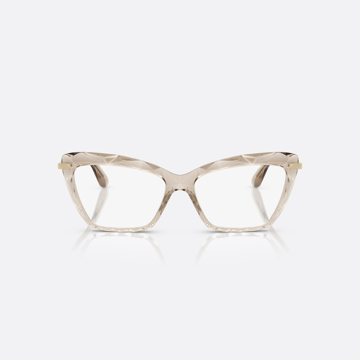 Rame ochelari de vedere Dolce & Gabbana DG5025 3432, cat eye maro, pentru femei, punte keyhole, literele brandului pe brațe, vedere din față