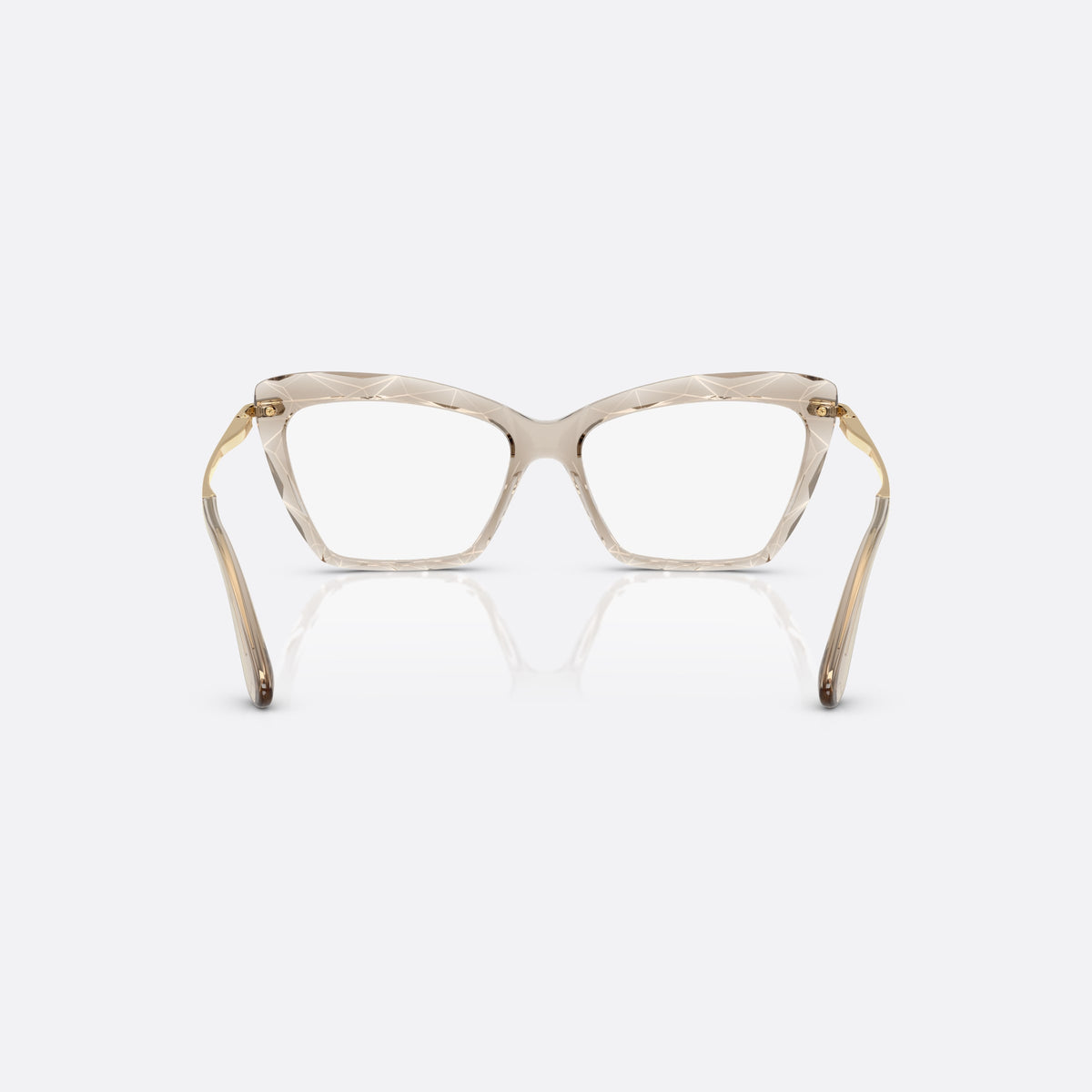 Rame ochelari de vedere Dolce & Gabbana DG5025 3432, cat eye maro, pentru femei, punte keyhole, literele brandului pe brațe, vedere din spate