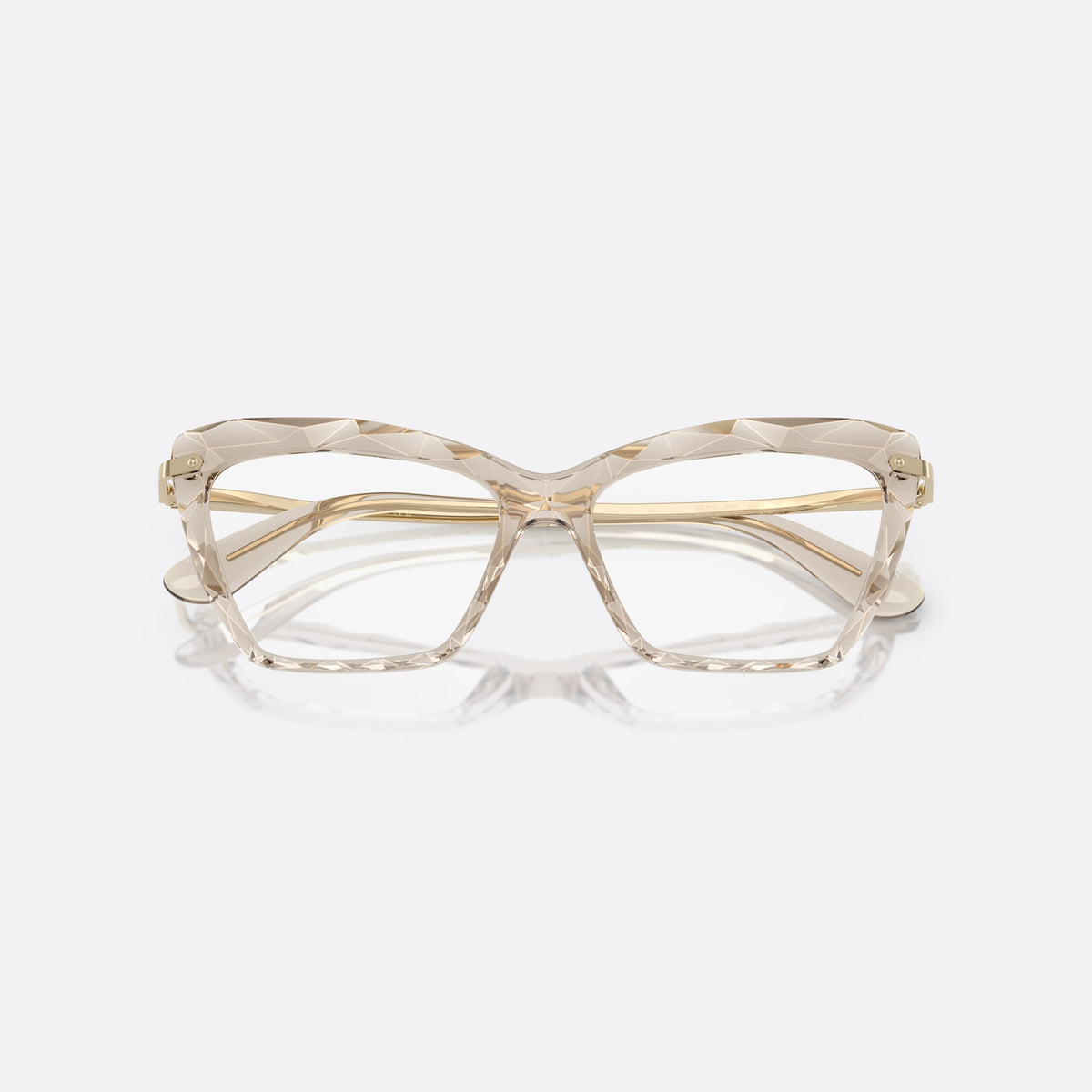 Rame ochelari de vedere Dolce & Gabbana DG5025 3432, cat eye maro, pentru femei, punte keyhole, literele brandului pe brațe, cu brațele pliate