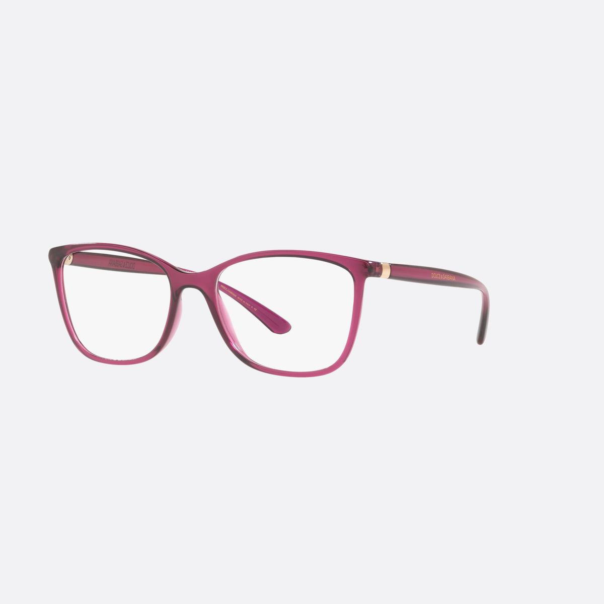 Dolce & Gabbana DG5026 1754 B eyeglasses, violet rectangular frame for women, plain integrated bridge, brand lettering on temples
