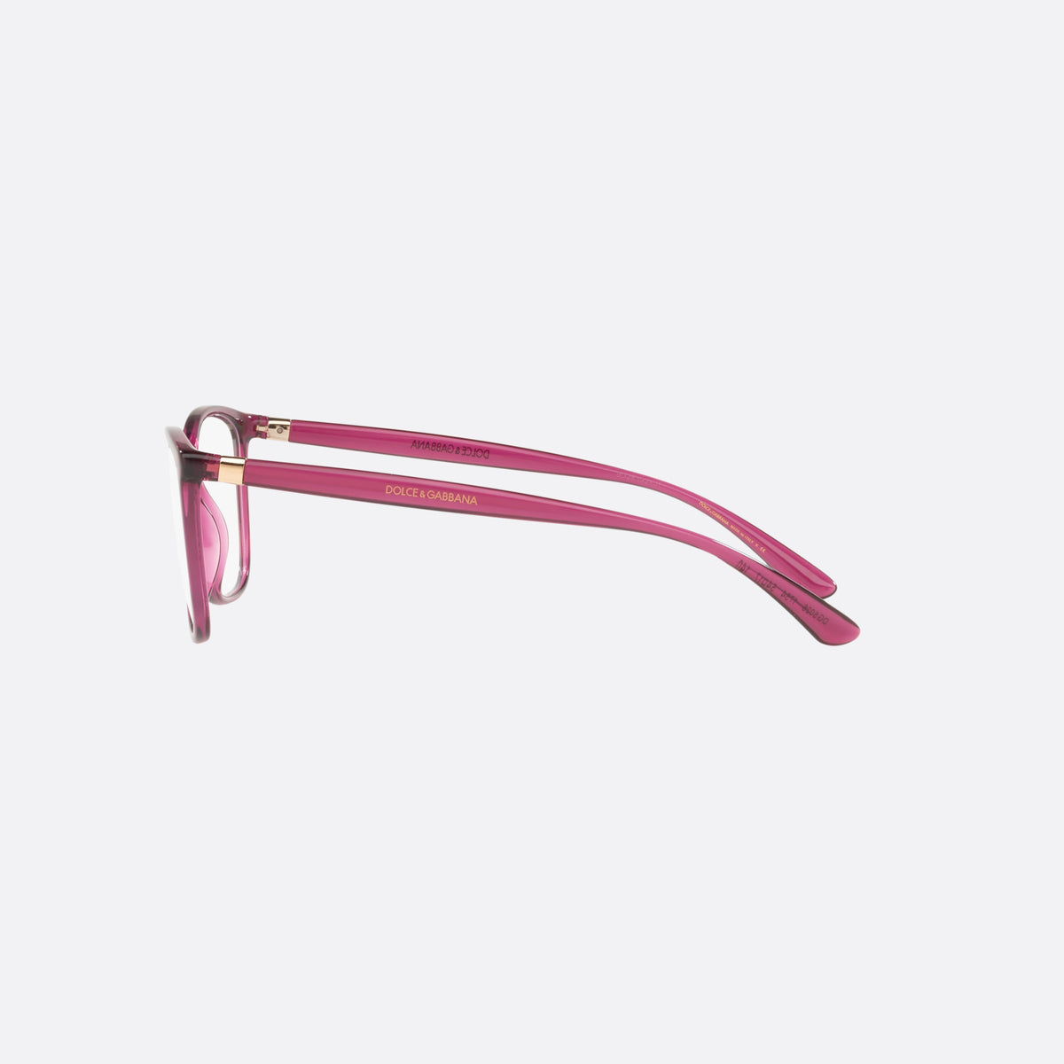 Dolce & Gabbana DG5026 1754 B eyeglasses, violet rectangular frame for women, plain integrated bridge, brand lettering on temples