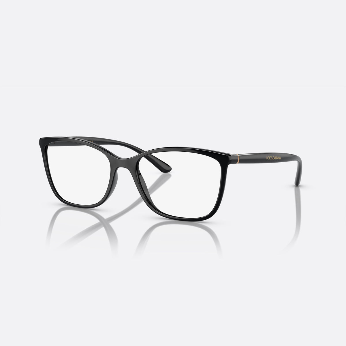 Dolce & Gabbana DG5026 501 eyeglasses, black rectangular frame for women, plain integrated bridge, brand lettering on temples