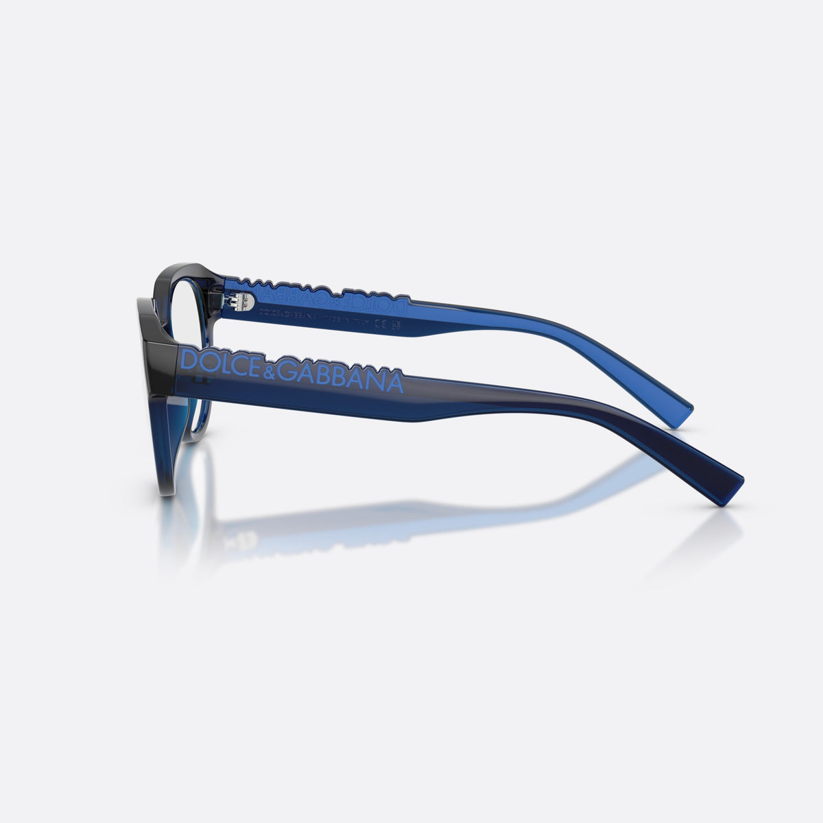 Rame ochelari de vedere Dolce & Gabbana DG5113 3009, phantos albastru, unisex, punte keyhole, literele brandului pe brațe, vedere laterală