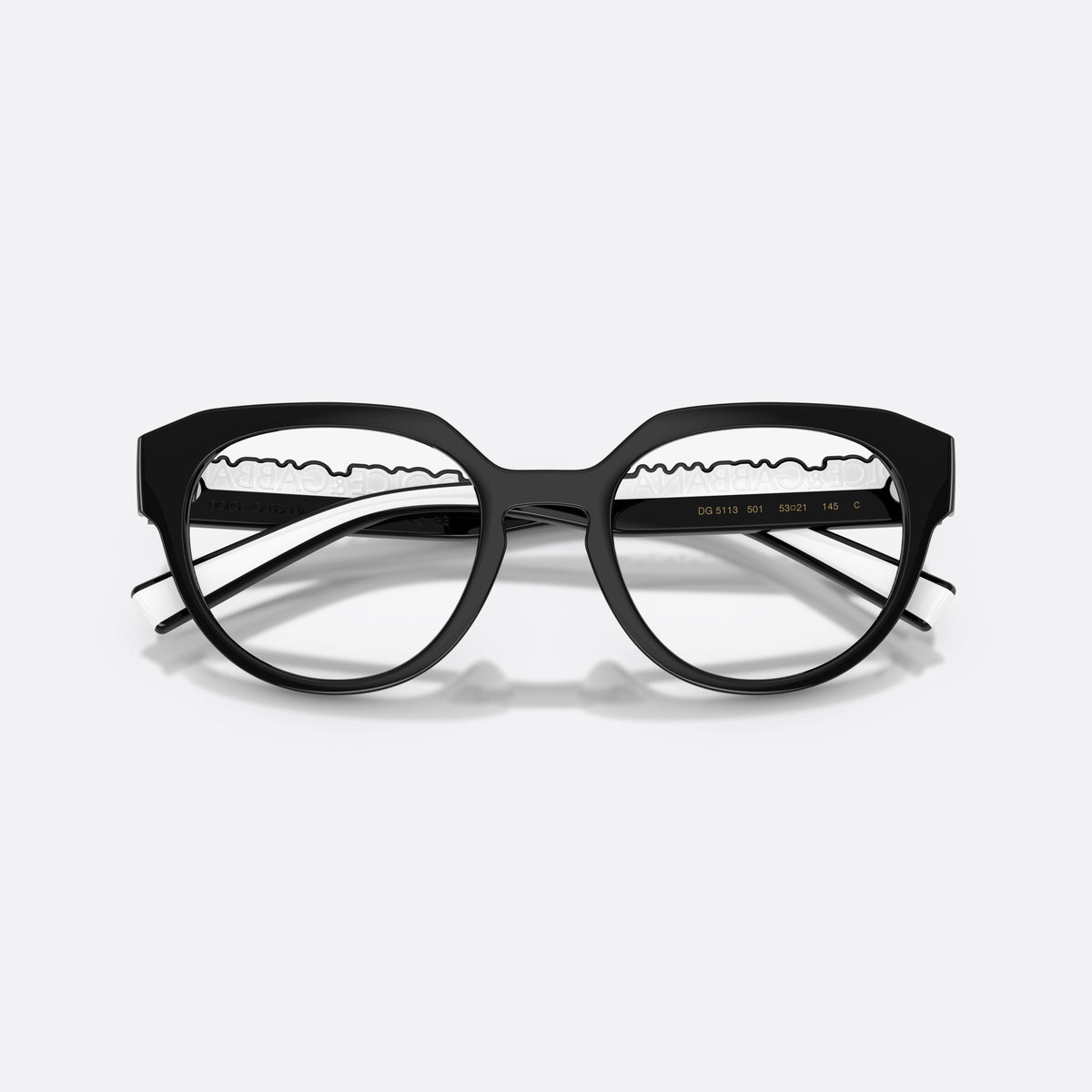 Rame ochelari de vedere Dolce & Gabbana DG5113 501, phantos negru, unisex, literele brandului pe braț, braț subțire și conic, cu brațele pliate