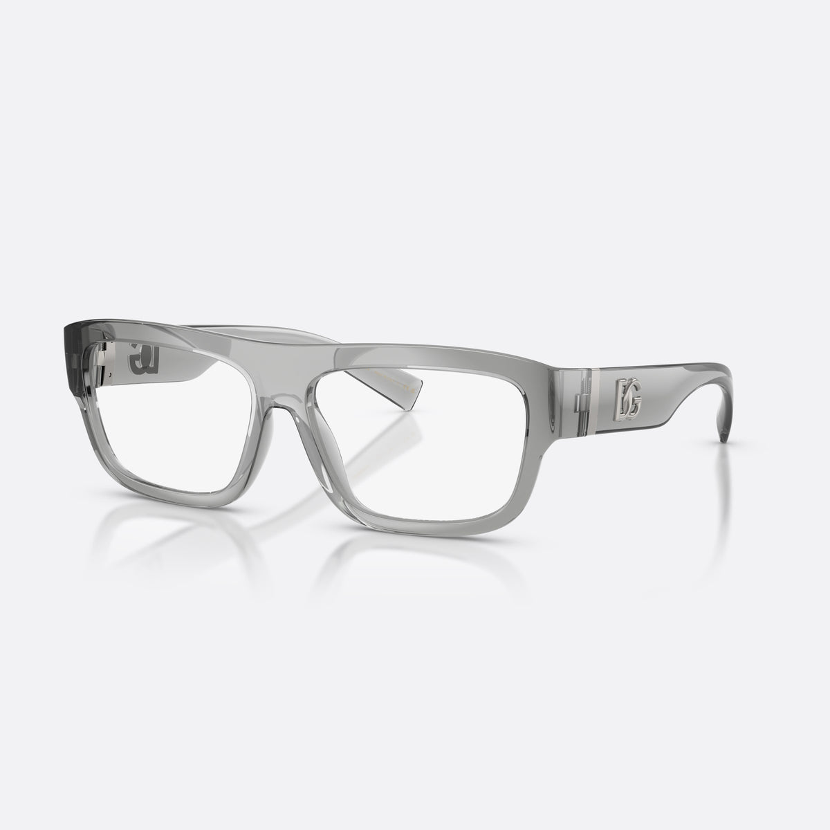 Dolce & Gabbana DG5114 3160 eyeglasses, grey rectangle frame for men, plain bridge, brand logo on temples, full rim frame