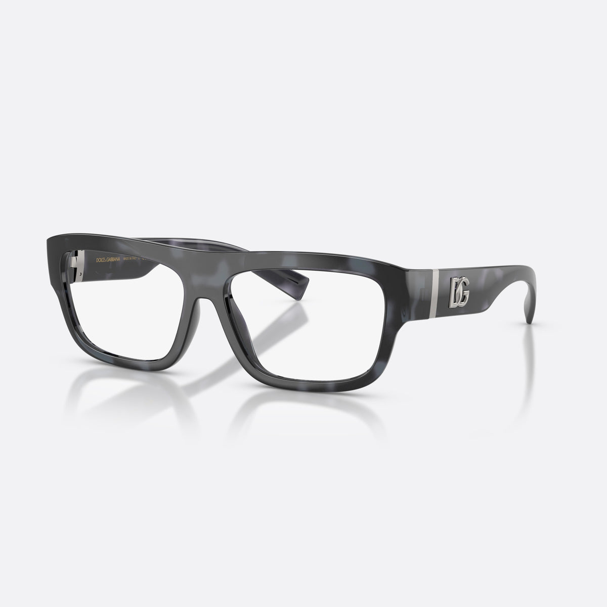 Dolce & Gabbana DG5114 3443 eyeglasses, blue rectangle frame for men, plain saddle bridge, brand logo on temple