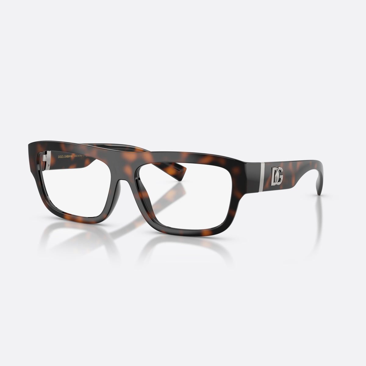 Dolce & Gabbana DG5114 502 eyeglasses, havana rectangle frame for men, saddle bridge, brand logo on temple