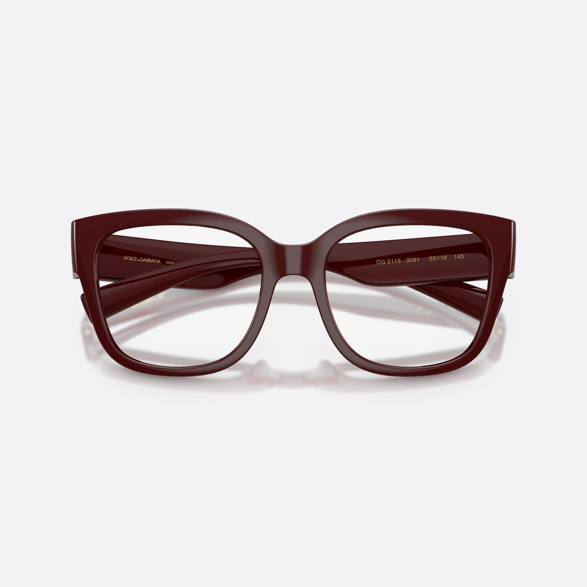 Dolce & Gabbana DG5115 3091 eyeglasses, red butterfly frame for women, plain bridge, integrated into front, full-rim frame, folded