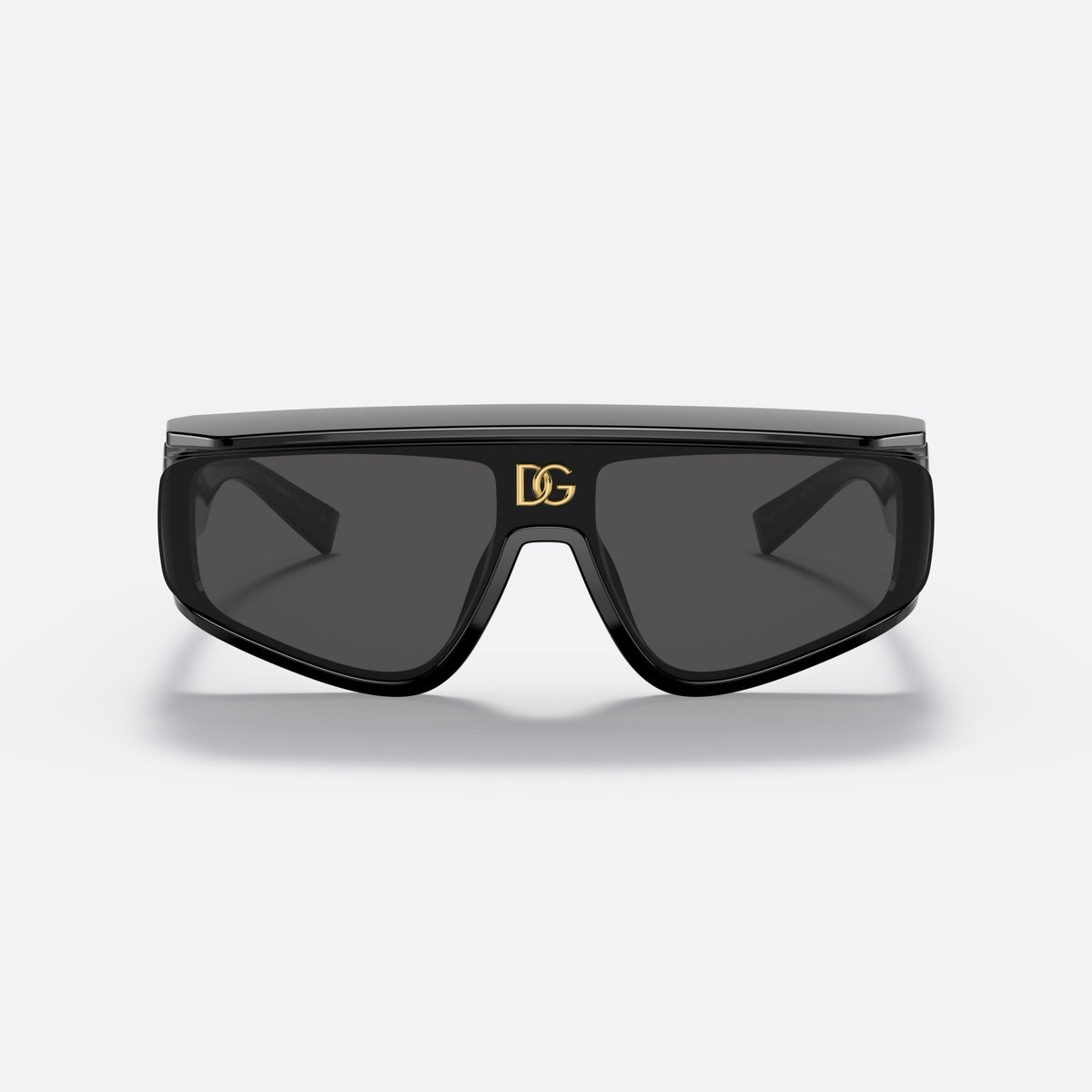 Dolce & Gabbana DG6177 501/87 sunglasses, black rectangle frame, unisex, integrated bridge with wide-set shape, wide tapered temples, front view