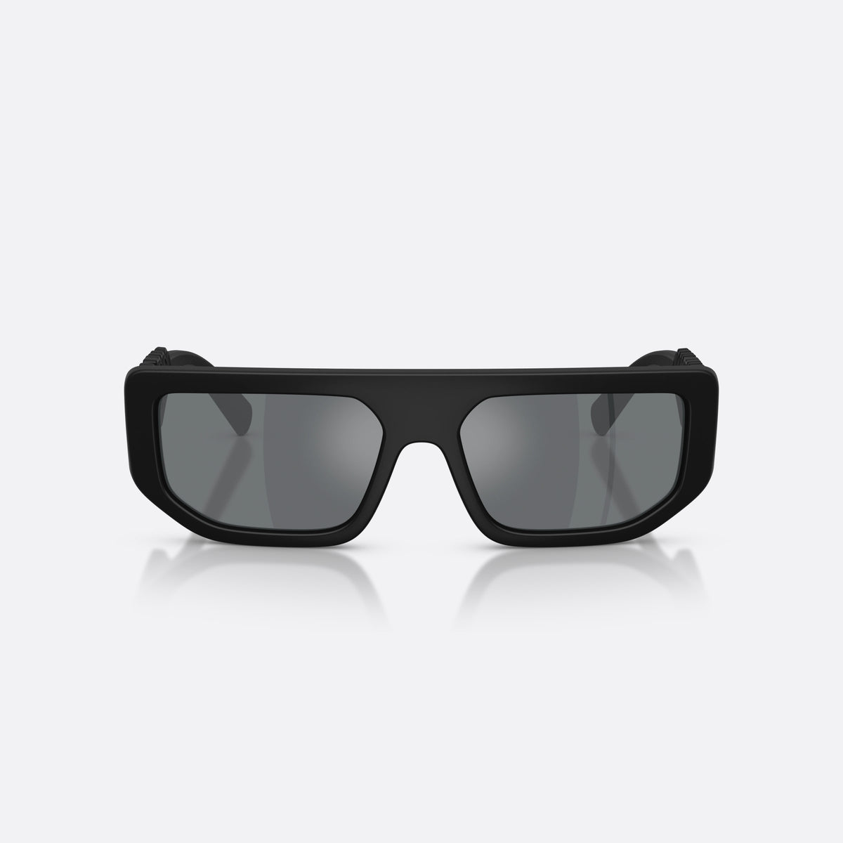 Dolce & Gabbana DG6203 25256G sunglasses, black rectangle frame, unisex, plain bridge, single piece, wide tapered temples, front view