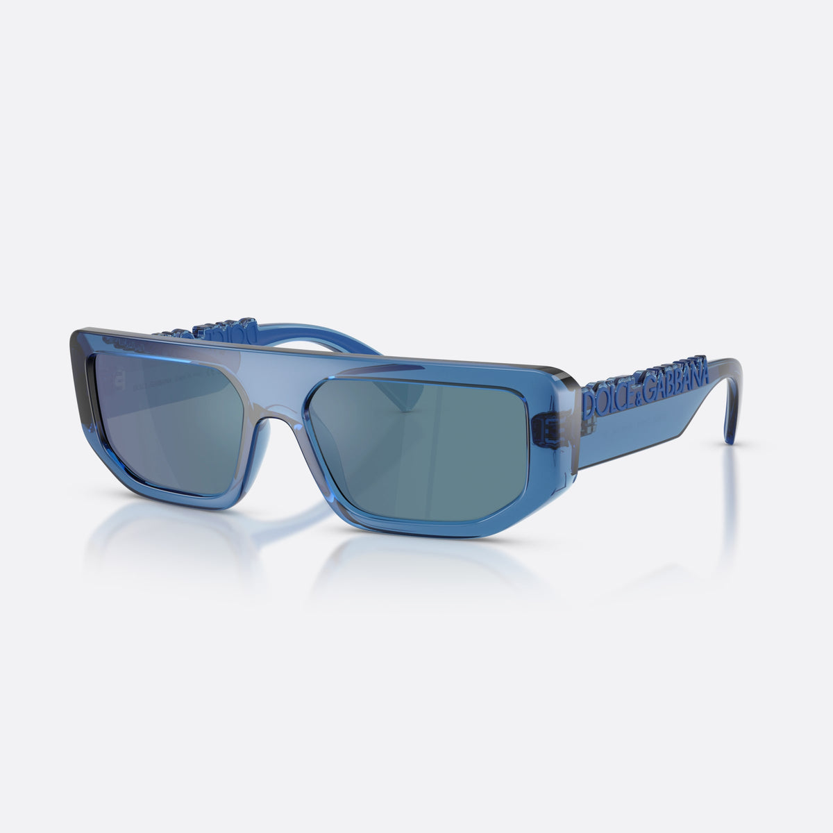 Ochelari de soare Dolce & Gabbana DG6203 300925, rectangulari albastru, unisex, punte simplă, literele brandului pe brațe, ramă completă