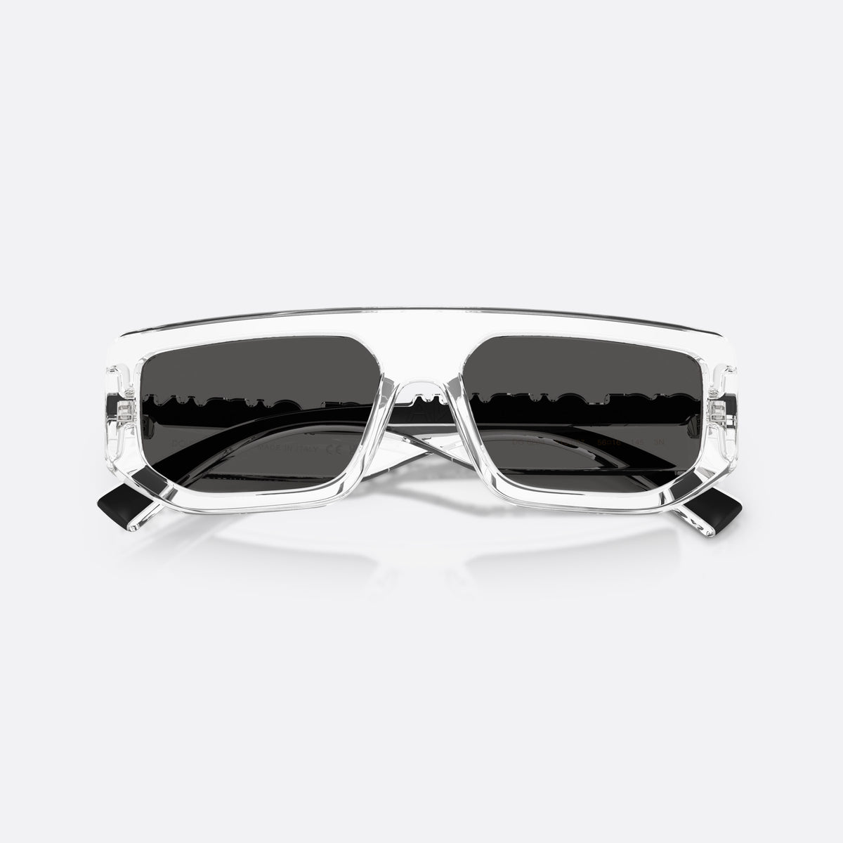 Ochelari de soare Dolce & Gabbana DG6203 313387, rectangulari transparent, unisex, punte simplă, literele brandului pe brațe, ramă completă, cu brațele pliate