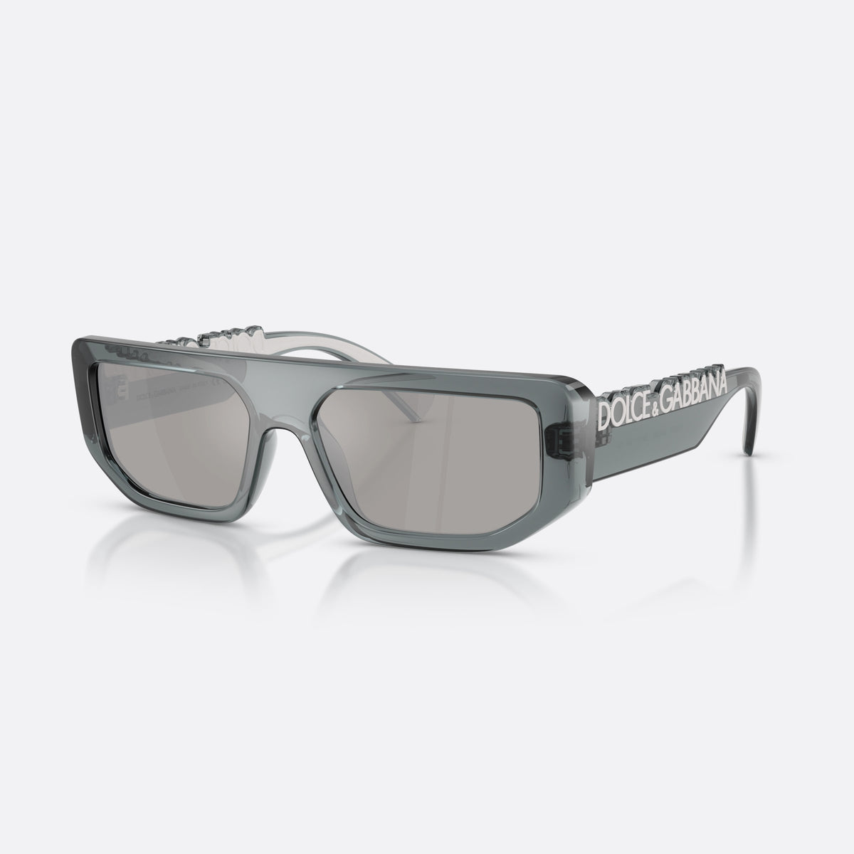 Ochelari de soare Dolce & Gabbana DG6203 32556G, rectangulari gri, unisex, punte simplă cu ramă conectată la lentile, ramă completă